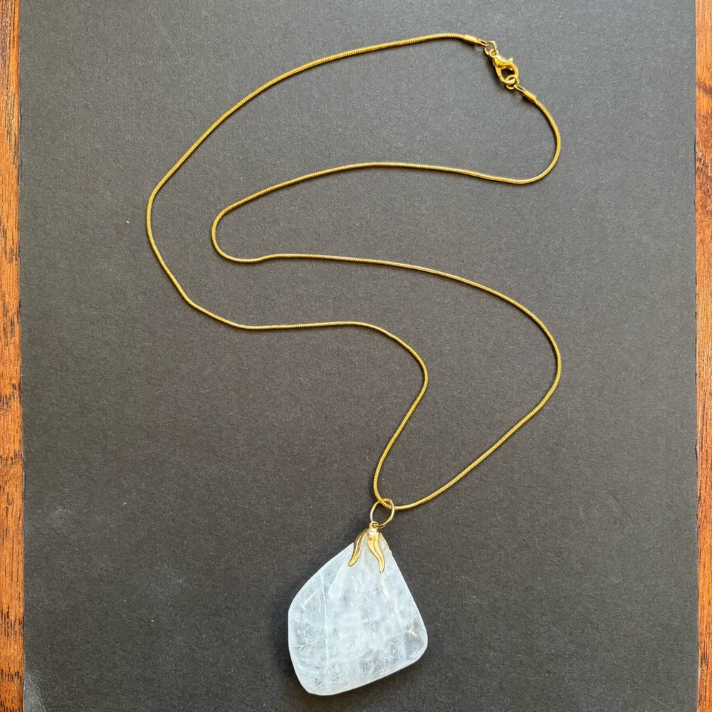 ReMixed Crystal Quartz 14K Gold Plated Pendant Necklace | 25g